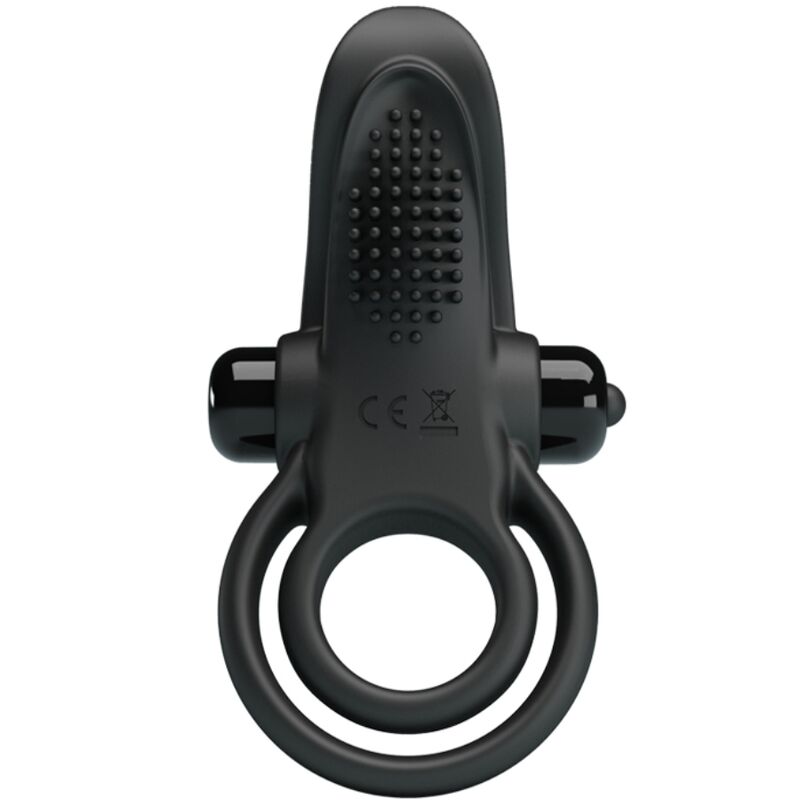 PRETTY LOVE - DOUBLE VIBRATION RING + CLITORAL Stimulator 10 VIBRATIONS BLACK