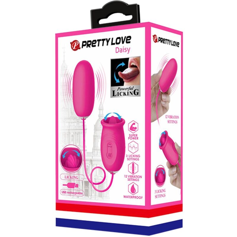 PRETTY LOVE - DAISY VIBRATORY EGG + CLITORAL STIMULATING TONGUE PINK
