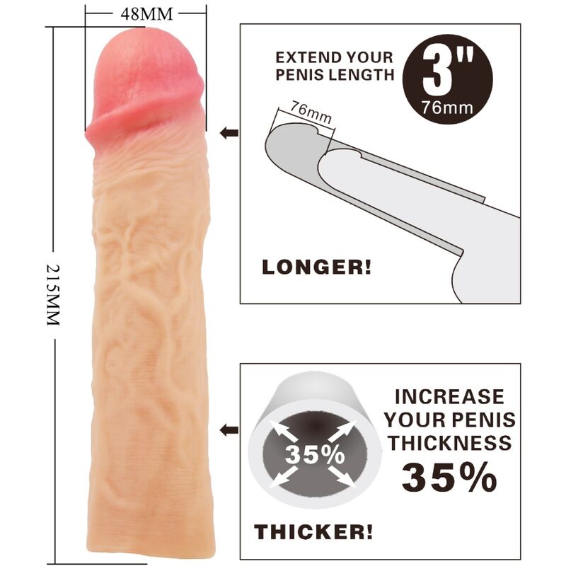 PRETTY LOVE - DEREK PENIS SHELL WITH 7.6 CM EXTENSION MEAT