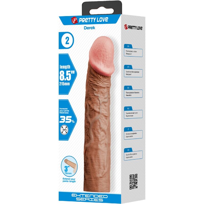 PRETTY LOVE - DEREK PENIS SHELL WITH 7.6 CM EXTENSION MULATTE