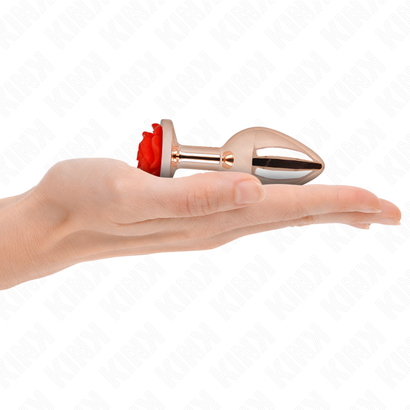 KINK - PINK GOLDEN ANAL PLUG WITH RED ROSE M