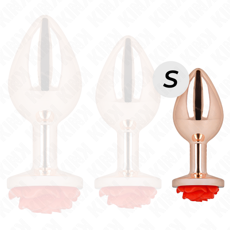 KINK - PINK GOLDEN ANAL PLUG WITH RED ROSE S