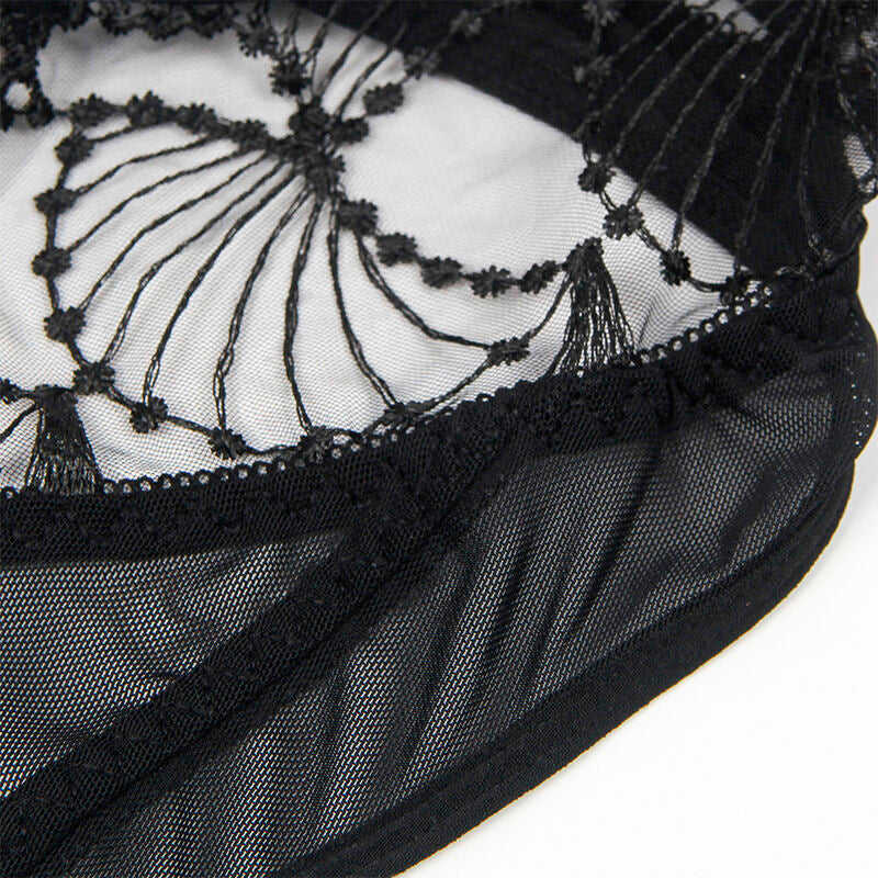 SUBBLIME - 955229 TRANSPARENT BODY WITH HOLLOW LACE BLACK L/XL