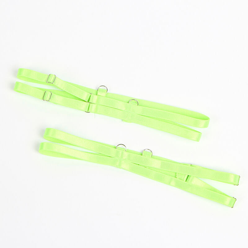 SUBBLIME - 955328 BH-SET MIT SPITZE UND STRUMPFBAND GRÜN UND BLAU L/XL