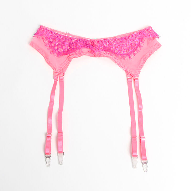 SUBBLIME - 955359 Bra Set with Lace and Garters Pink and Purple S/M