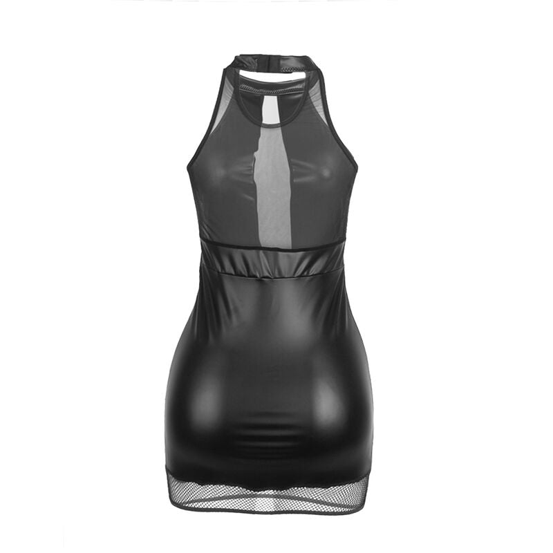 SUBBLIME - 955472 Neckholder Dress with Sheer Panels, Black, S/M
