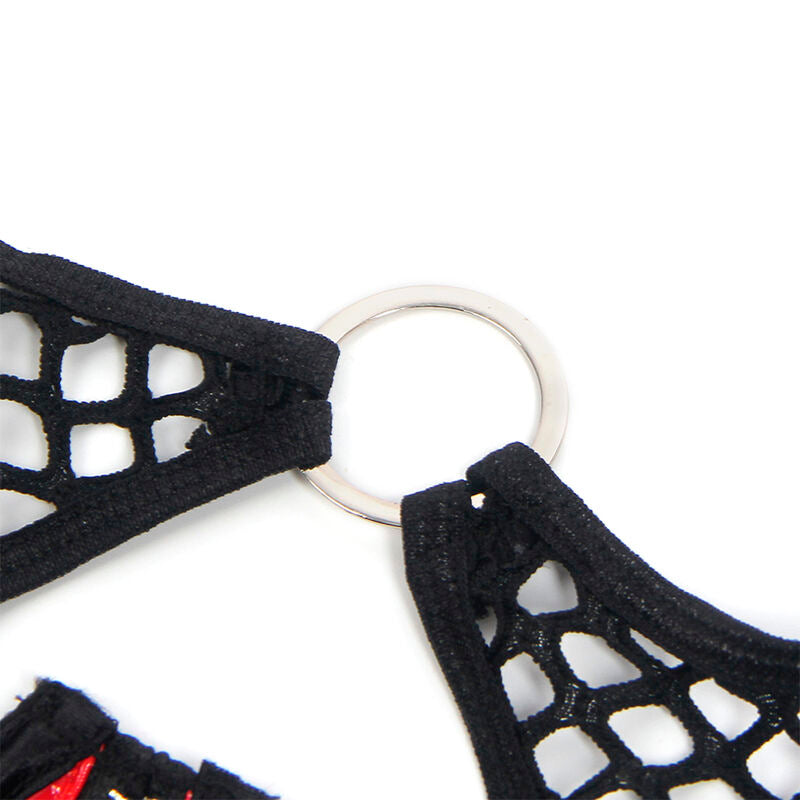 SUBBLIME - 955533 ROTES LACKLEDER-NETZ-ZIPPER-BH-SET S/M