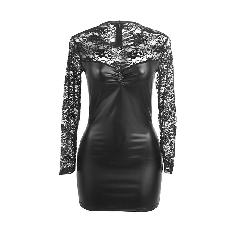 SUBBLIME - 955601 Long-sleeved dress with black lace, size L/XL