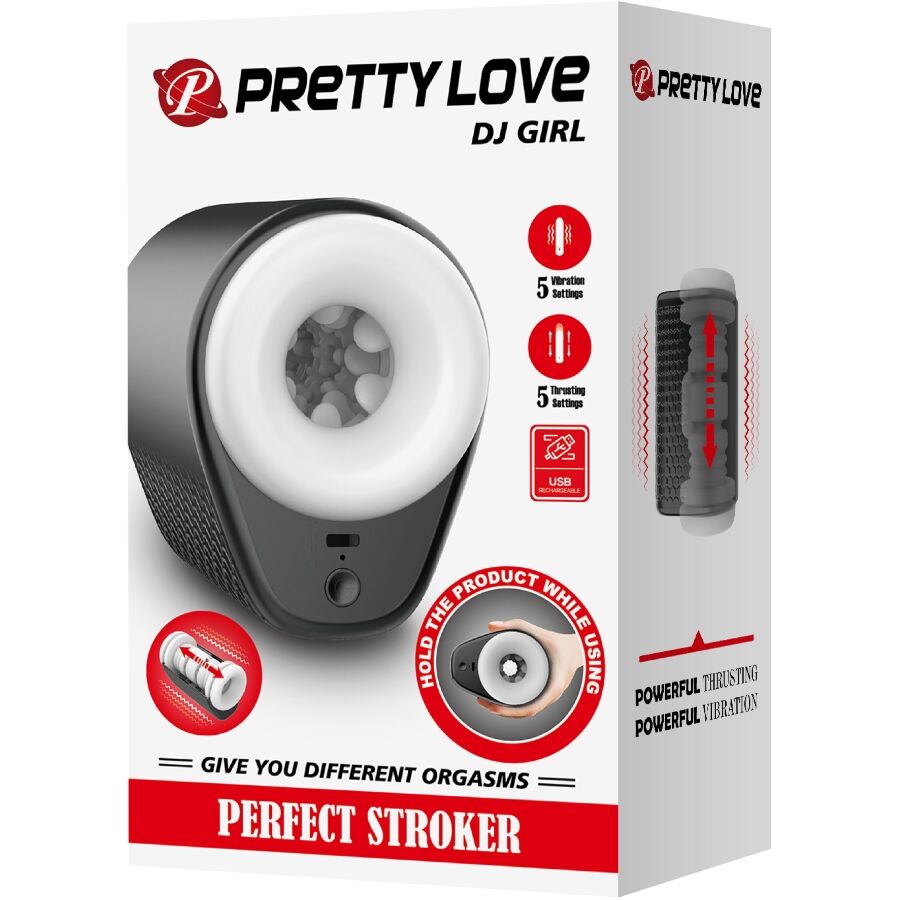 PRETTY LOVE - DJ GIRL MÄNNLICHER MASTURBATOR MIT VIBRATION 5 EINSTELLUNGEN NEGRO