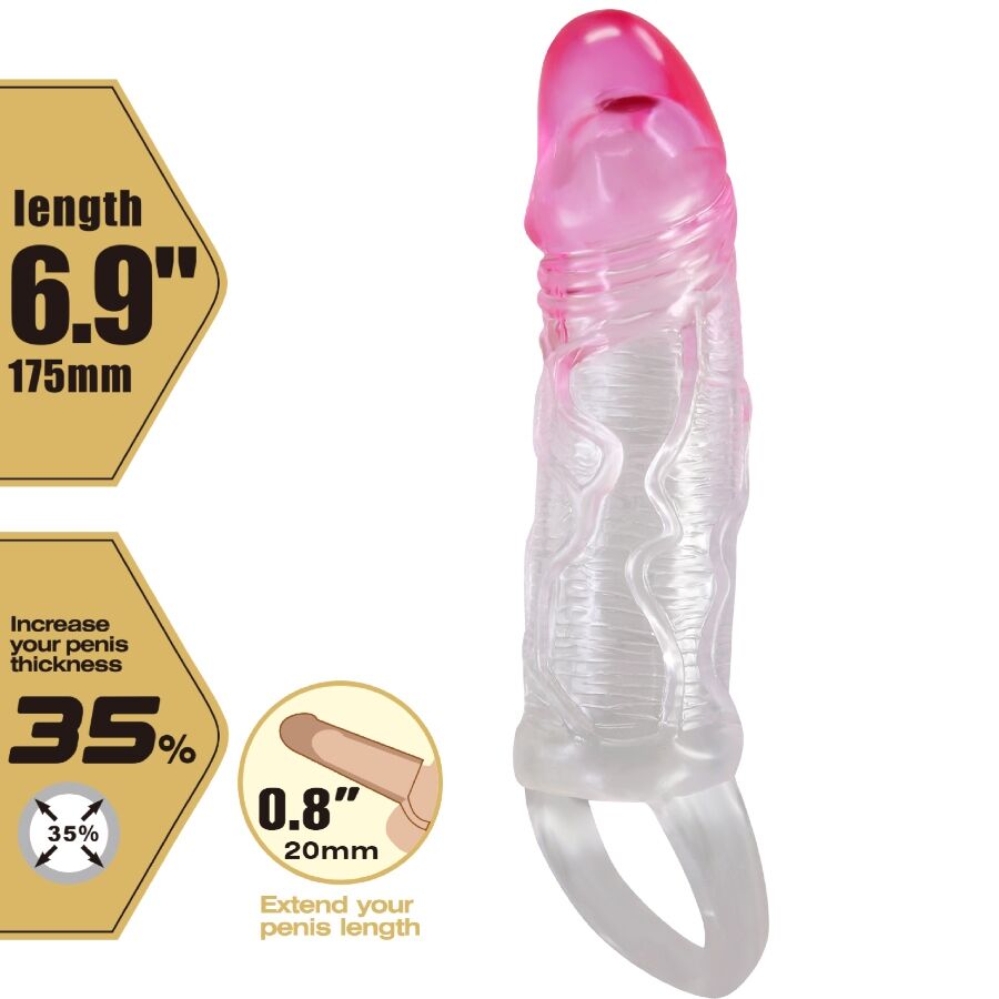 PRETTY LOVE - ODES REALISTIC 2 CM PENIS ENLARGEMENT SLEEVE PINK