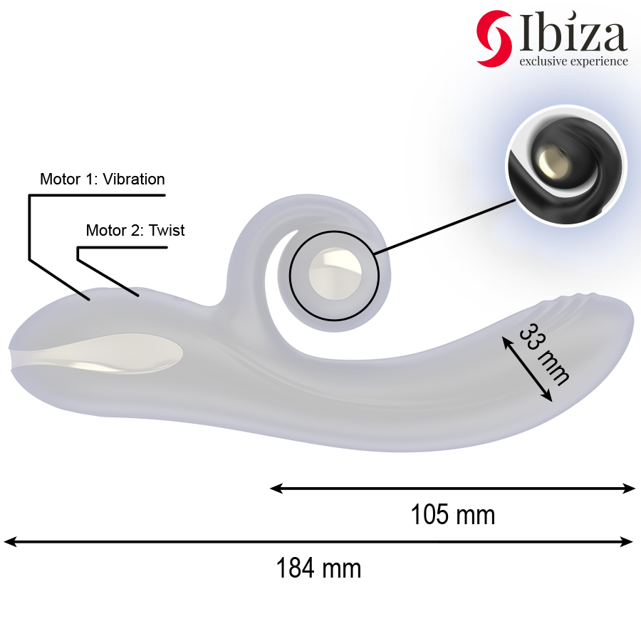IBIZA - TWISTER VIBRATOR MIT KURVENSTIMULATOR UND VIBRO-ROTATION
