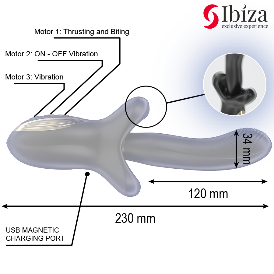 IBIZA – POWERFUL VIBRATOR WITH THRUSH AND BITE EFFECT