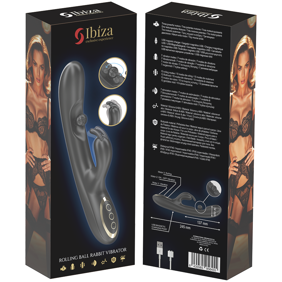 IBIZA - LEISTUNGSSTARKER RABBIT-VIBRATOR MIT MASSAGE-ROLLENPERLE