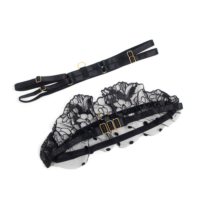 SUBBLIME - 957483 SPITZEN-BH UND STRUMPFBAND-SET SCHWARZ S/M