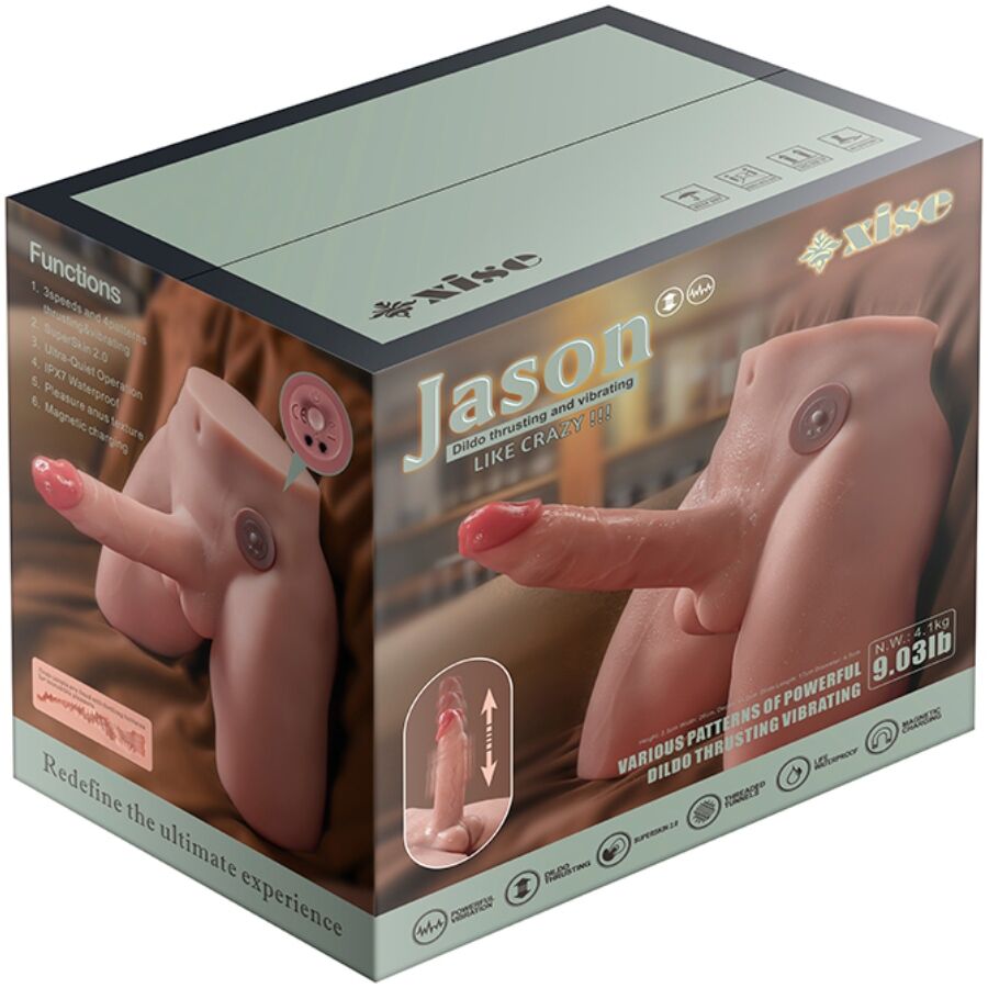 XISE - JASON REALISTISCHER DILDO-MASTURBATOR MIT STOSS UND VIBRATION 17 CM
