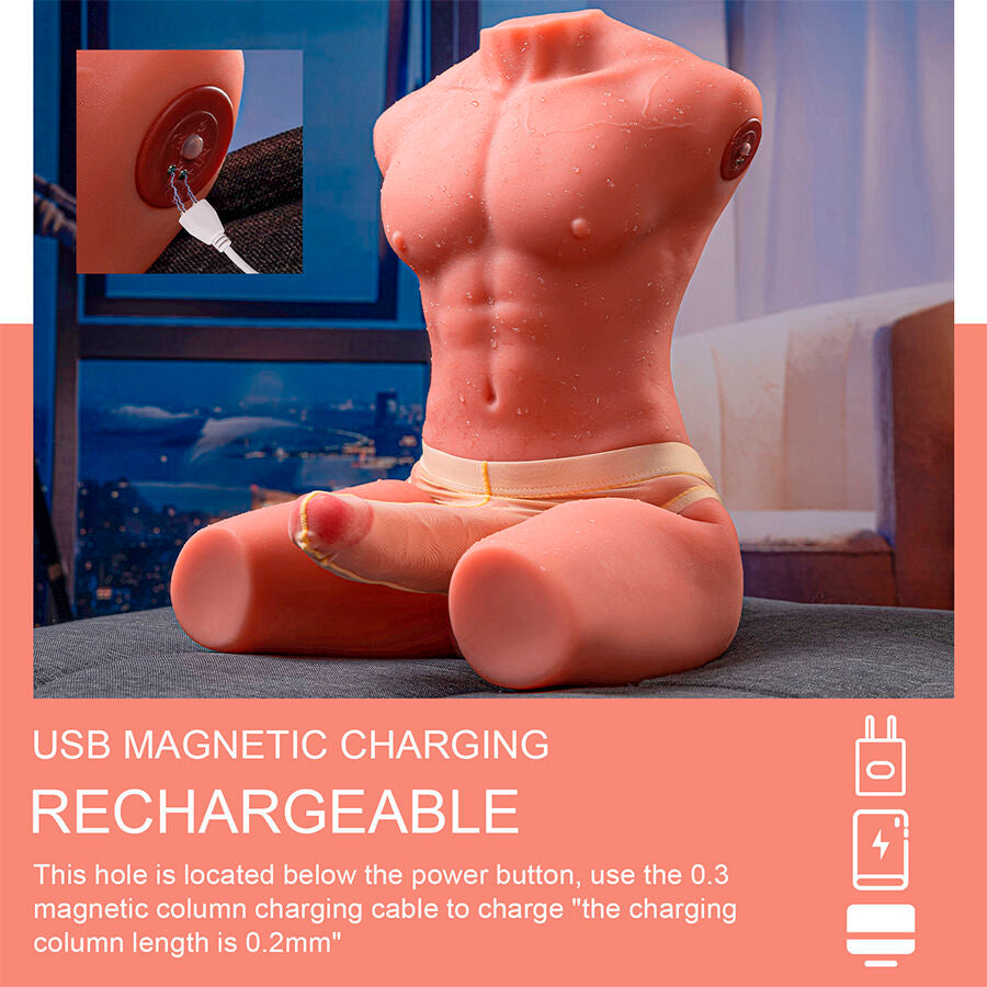 XISE - JASON HALF BODY REALISTIC MALE TORSO WITH IMPACT AND VIBRATION 55 CM