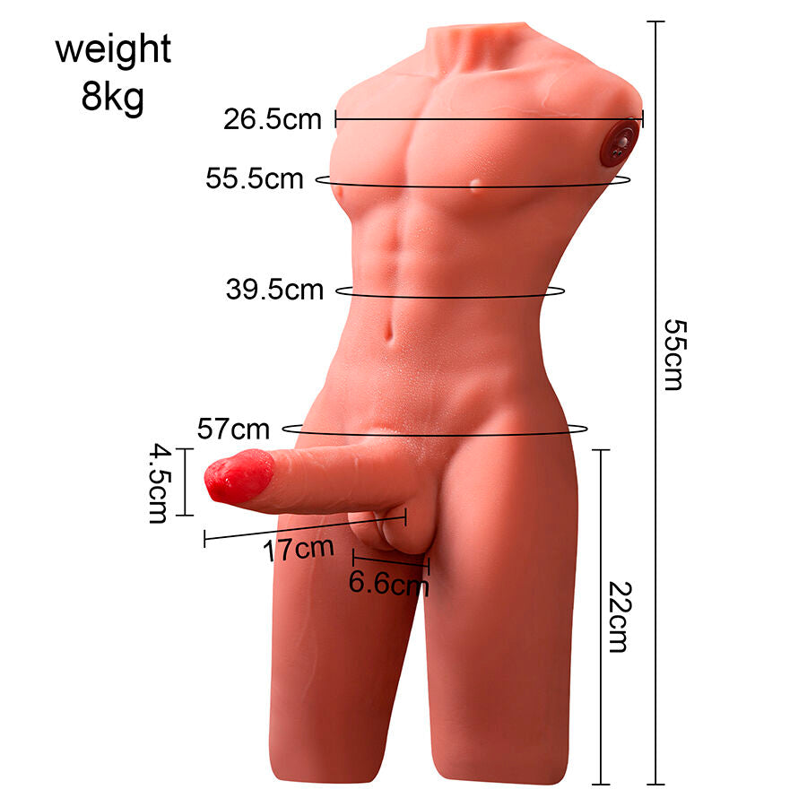 XISE - JASON HALF BODY REALISTIC MALE TORSO WITH IMPACT AND VIBRATION 55 CM