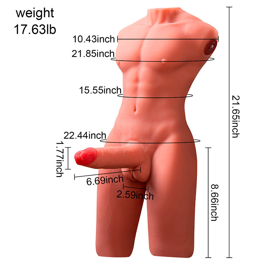 XISE - JASON HALF BODY REALISTIC MALE TORSO WITH IMPACT AND VIBRATION 55 CM