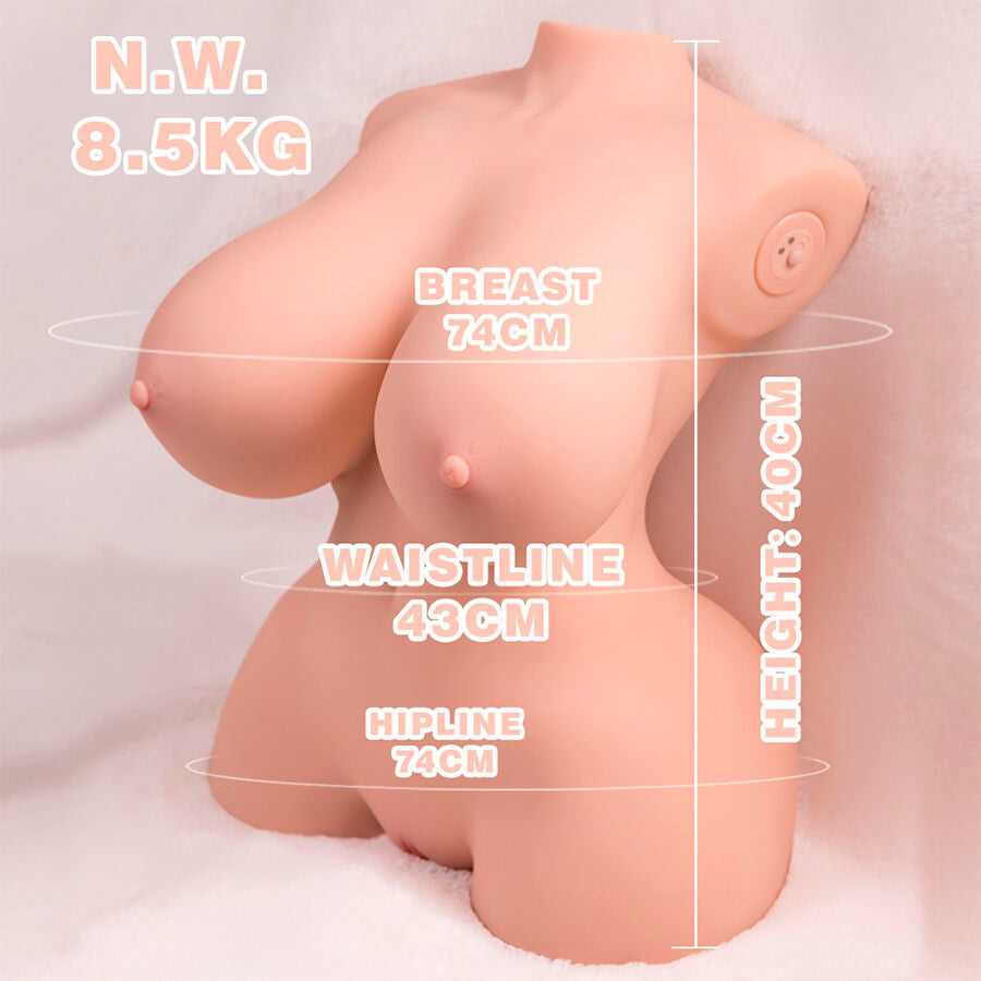 XISE - SMALL PUSHING REALISTIC TORSO WITH FEMALE VIBRATION 40 CM