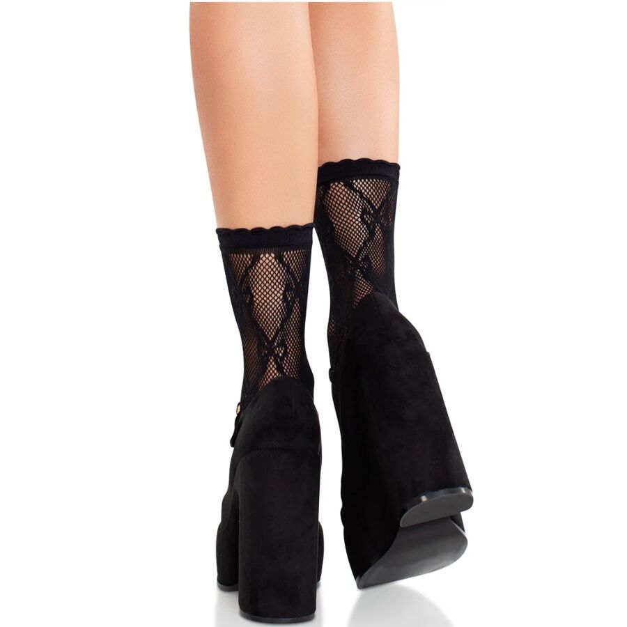 LEG AVENUE – BLACK LACE SOCKS WITH BOW