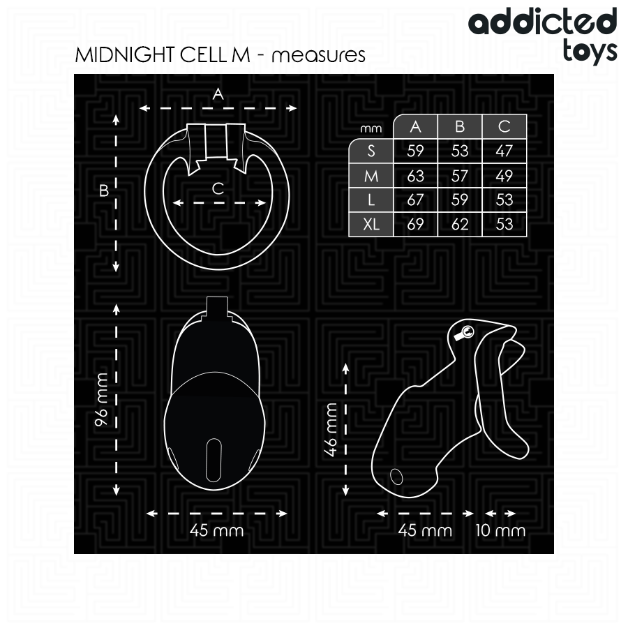 ADDICTED TOYS LOCKED - MINDNIGHT CELL PENISKÄFIG 4.2 CM GRÖSSE M