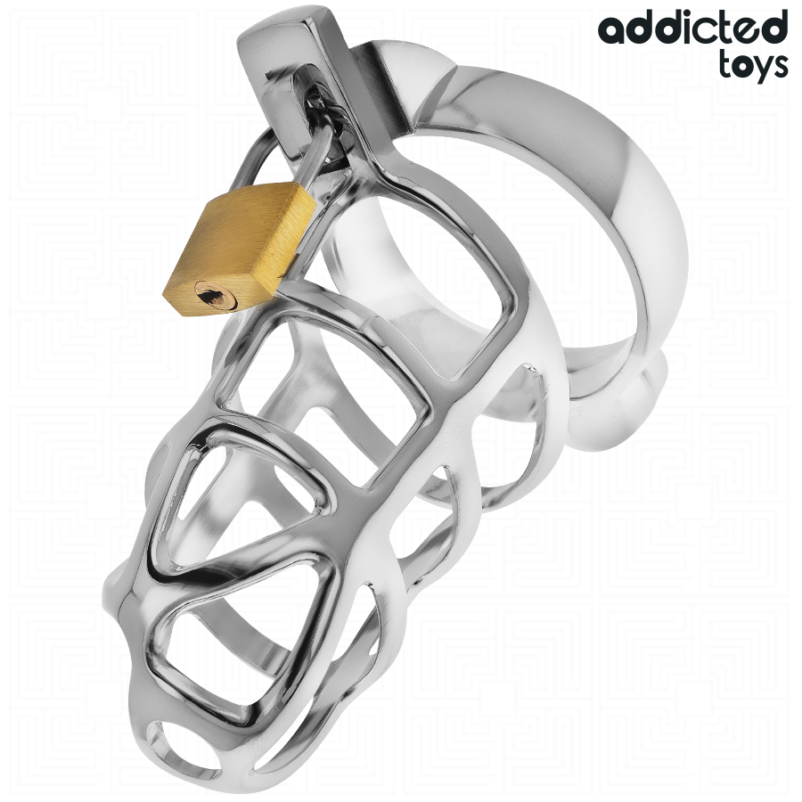 ADDICTED TOYS LOCKED - SILBERNER PENISKÄFIG AUS METALL, GRÖSSE S
