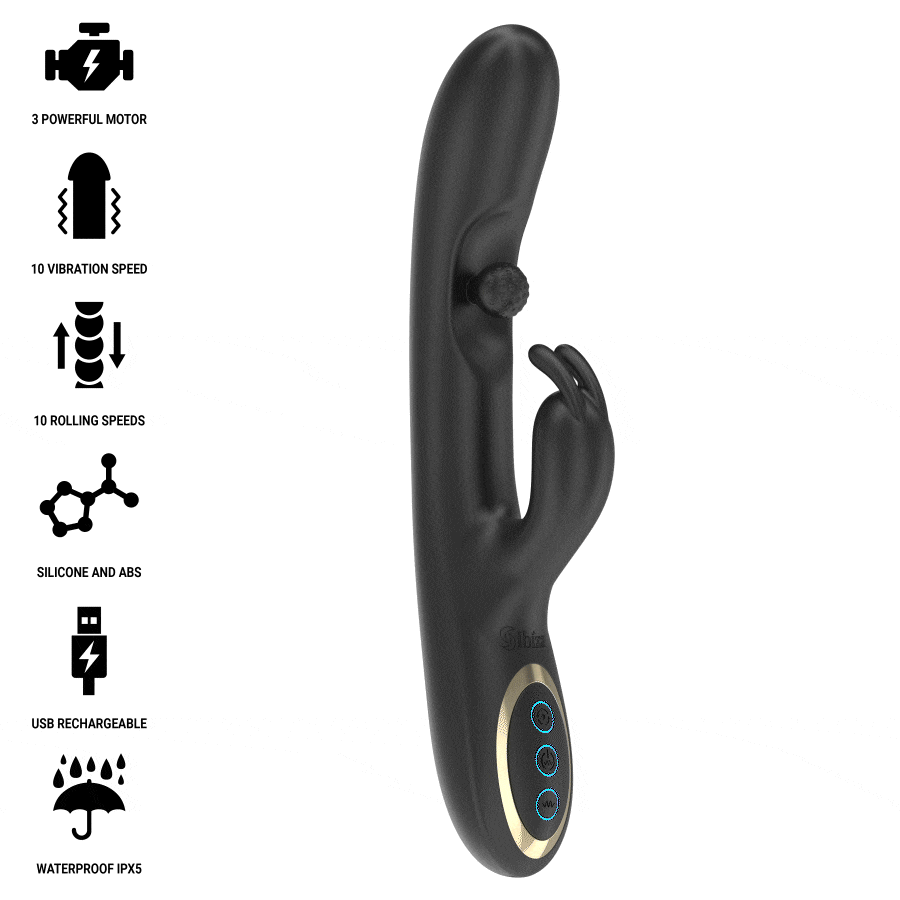 IBIZA - LEISTUNGSSTARKER RABBIT-VIBRATOR MIT MASSAGE-ROLLENPERLE