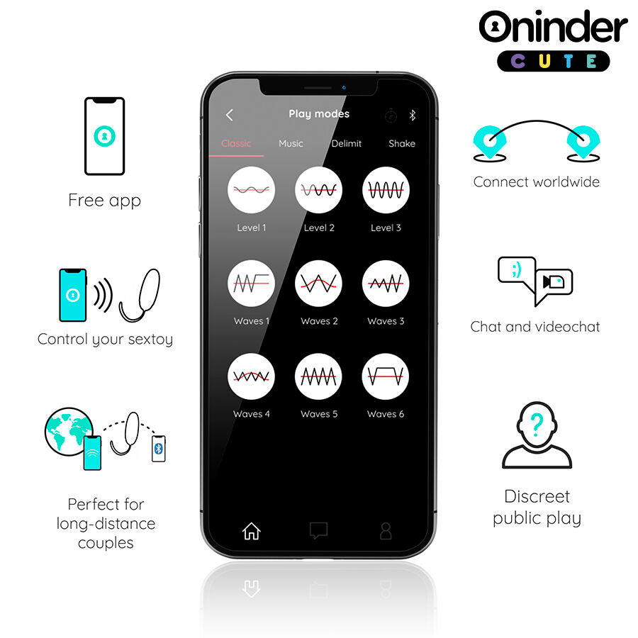 ONINDER CUTE - LOVE PLEASURE VIBRO-ROTATING SILICONE GEMSTONE EGG - FREE WORLDWIDE APP