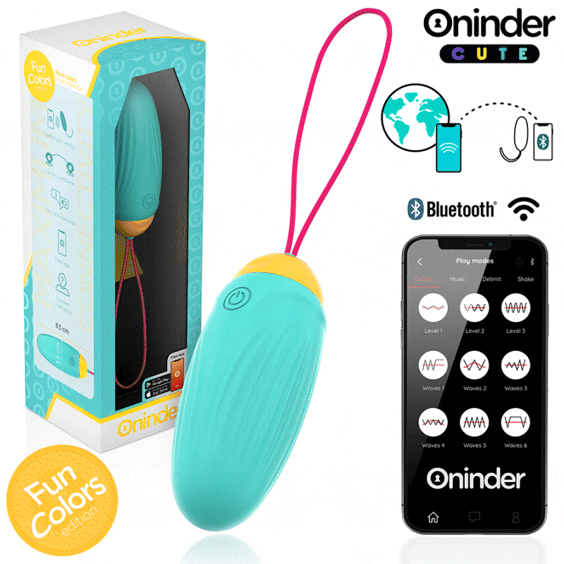 ONINDER CUTE - LOVE PLEASURE VIBRO-ROTATING SILICONE GEMSTONE EGG - FREE WORLDWIDE APP