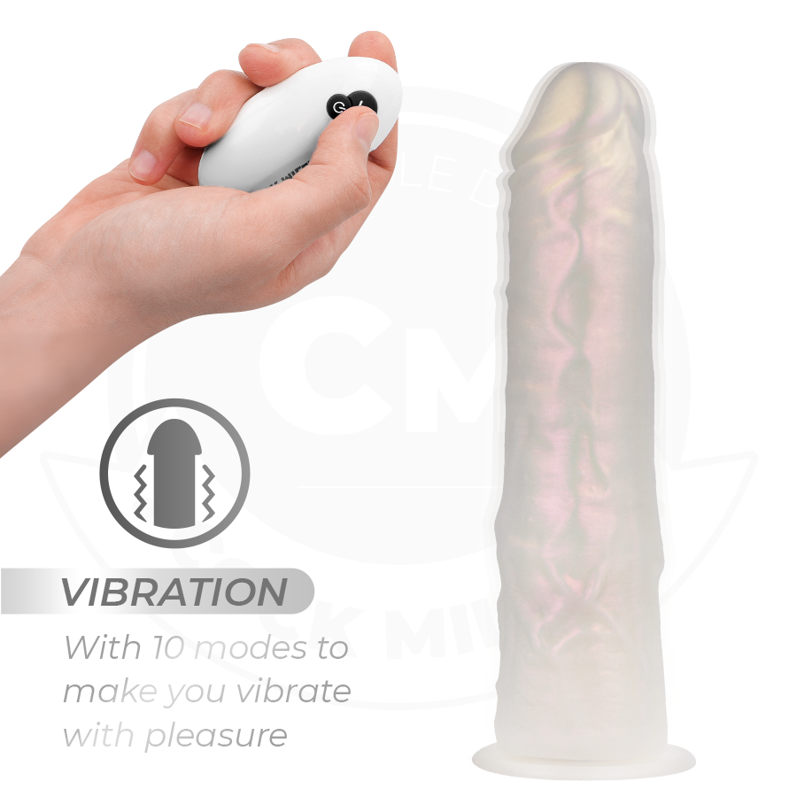 COCK MILLER - DILDO WITH SUCTION CUPS, LIGHTS AND VIBRATION WITH REMOTE CONTROL WHITE 20.5 CM
