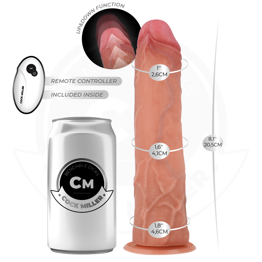 COCK MILLER - HYPERREALISTIC DILDO WITH SUCTION CUPS AND THRUSHING FUNCTION WITH REMOTE CONTROL 20.5 CM