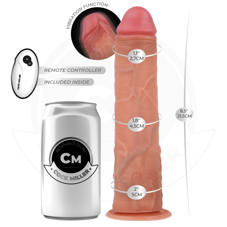 COCK MILLER - REALISTIC DILDO WITH SUCTION CUPS AND VIBRATION WITH REMOTE CONTROL 21.5 CM