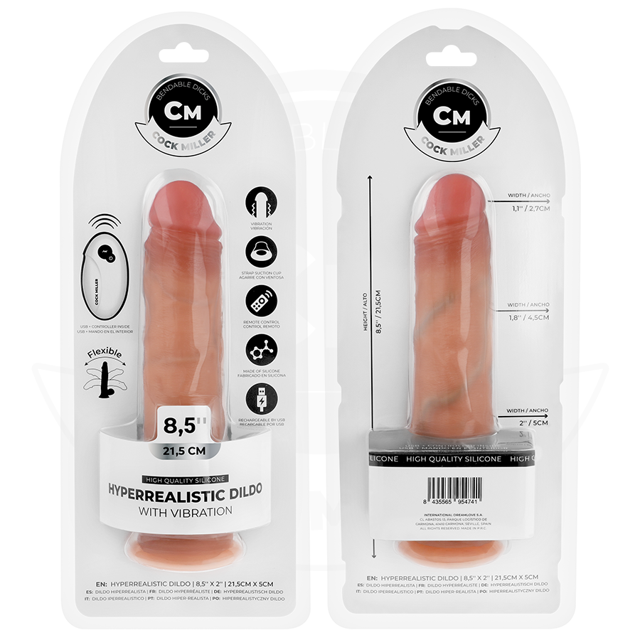 COCK MILLER - REALISTIC DILDO WITH SUCTION CUPS AND VIBRATION WITH REMOTE CONTROL 21.5 CM