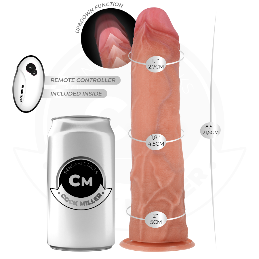COCK MILLER - HYPERREALISTIC DILDO WITH SUCTION CUPS AND THRUSHING FUNCTION WITH REMOTE CONTROL 21.5 CM