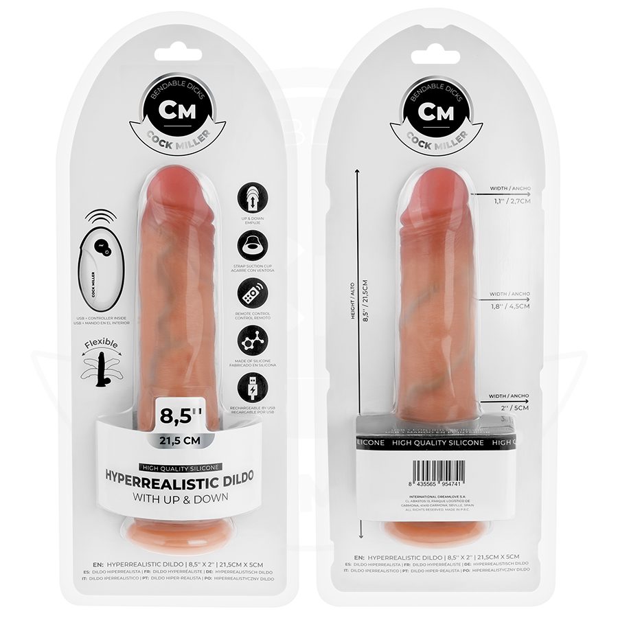 COCK MILLER - HYPERREALISTIC DILDO WITH SUCTION CUPS AND THRUSHING FUNCTION WITH REMOTE CONTROL 21.5 CM