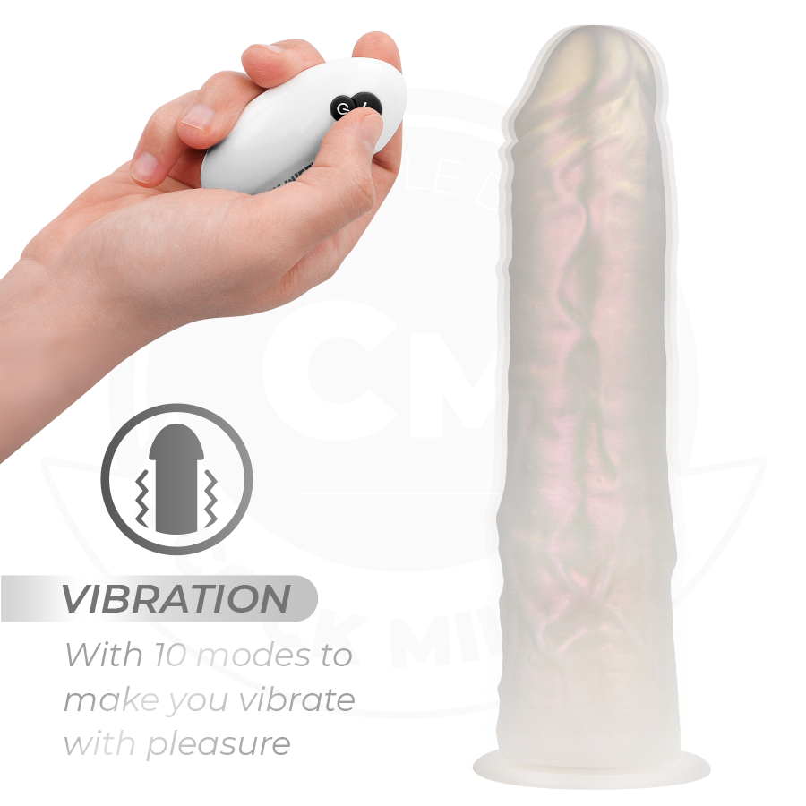 COCK MILLER - DILDO WITH SUCTION CUPS, LIGHTS AND VIBRATION WITH REMOTE CONTROL WHITE 21.5 CM