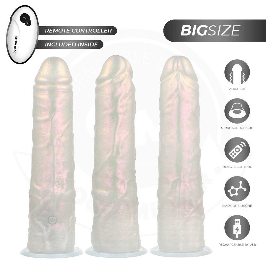 COCK MILLER - DILDO WITH SUCTION CUPS, LIGHTS AND VIBRATION WITH REMOTE CONTROL WHITE 21.5 CM