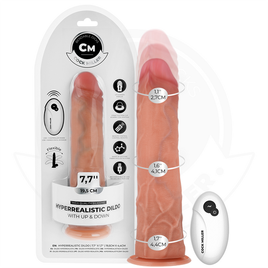 COCK MILLER - HYPERREALISTIC DILDO WITH SUCTION CUPS AND THRUSHING FUNCTION WITH REMOTE CONTROL 19.5 CM