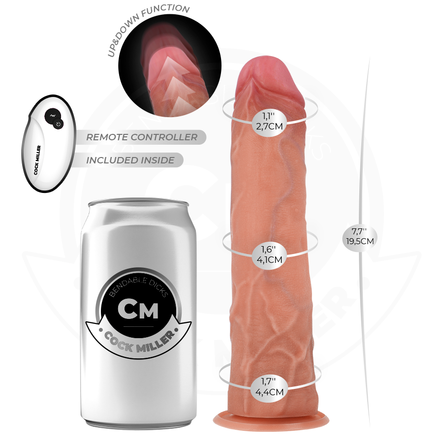 COCK MILLER - HYPERREALISTIC DILDO WITH SUCTION CUPS AND THRUSHING FUNCTION WITH REMOTE CONTROL 19.5 CM