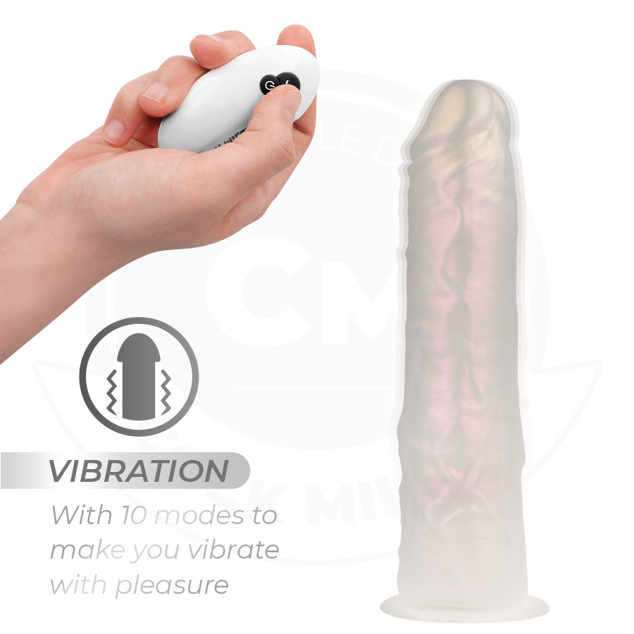 COCK MILLER - DILDO WITH SUCTION CUPS, LIGHTS AND VIBRATION WITH REMOTE CONTROL WHITE 19.5 CM