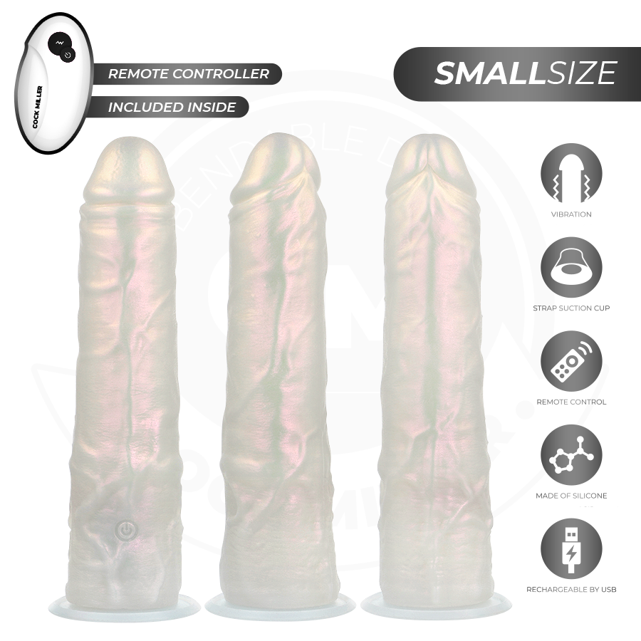 COCK MILLER - DILDO WITH SUCTION CUPS, LIGHTS AND VIBRATION WITH REMOTE CONTROL WHITE 19.5 CM