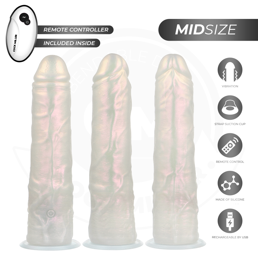 COCK MILLER - DILDO WITH SUCTION CUPS, LIGHTS AND VIBRATION WITH REMOTE CONTROL WHITE 20.5 CM