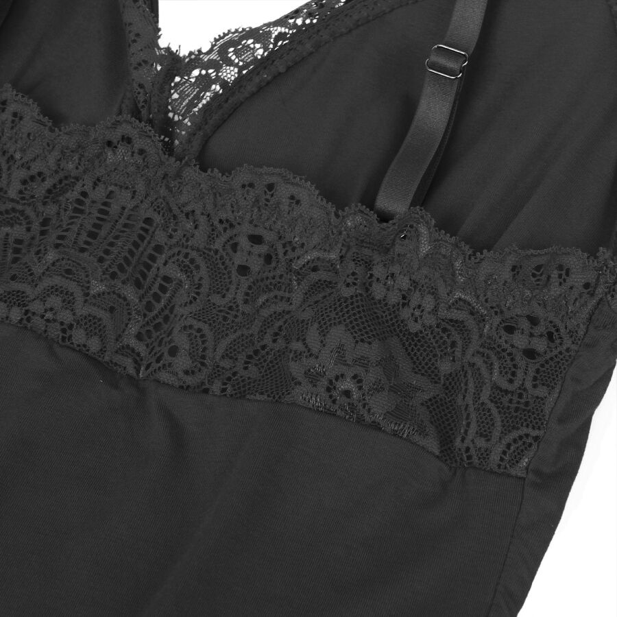 SUBBLIME - BLACK TEDDY WITH FLORAL LACE DETAIL L/XL