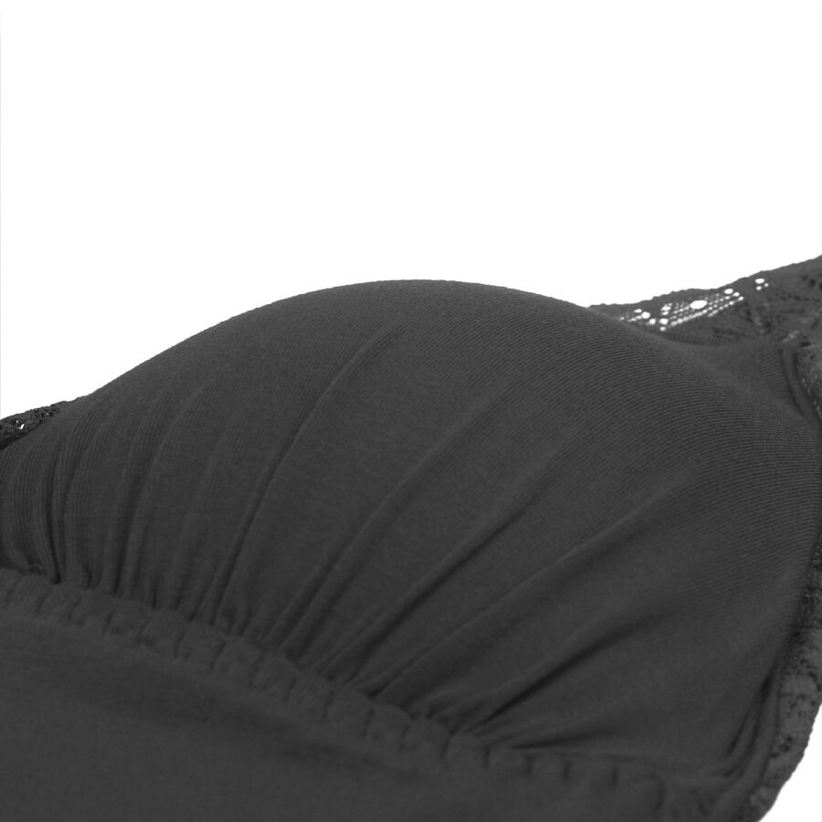 SUBBLIME - SCHWARZER TEDDY MIT BLUMENSPITZENDETAIL L/XL