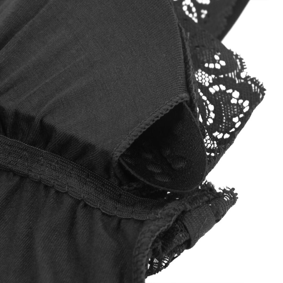 SUBBLIME - BLACK TEDDY WITH FLORAL LACE DETAIL L/XL