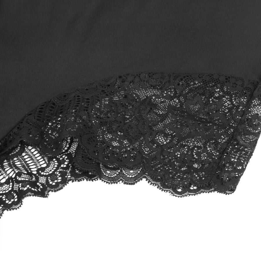 SUBBLIME - BLACK TEDDY WITH FLORAL LACE DETAIL L/XL