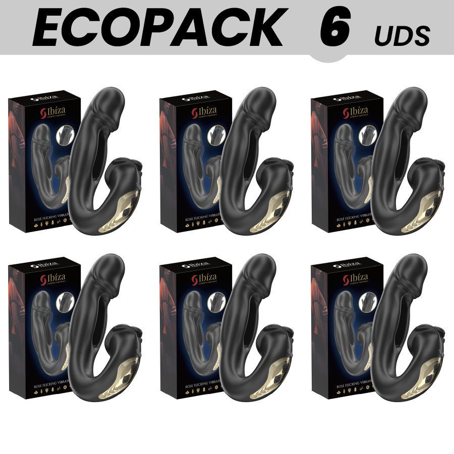 ECOPACKS 6 EINHEITEN - IBIZA ROSE VIBRATOR MIT SCHNAPPENDEM EFFEKT UND KLITORISSTIMULATOR