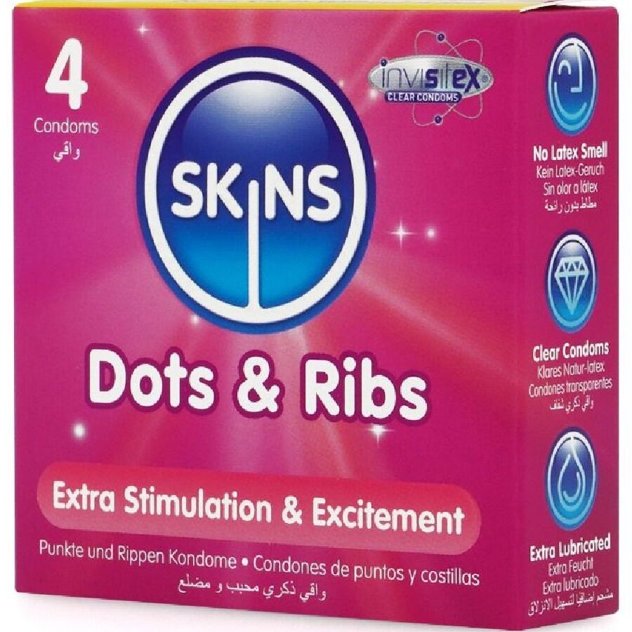SKINS - DOTS & RIBS PREMIUM-KONDOME 4ER-PACK