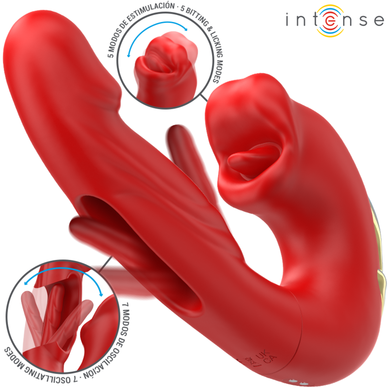 INTENSE - NATHY DOUBLE VIBRATOR WITH MULTIFUNCTIONAL MOUTH Stimulating RED