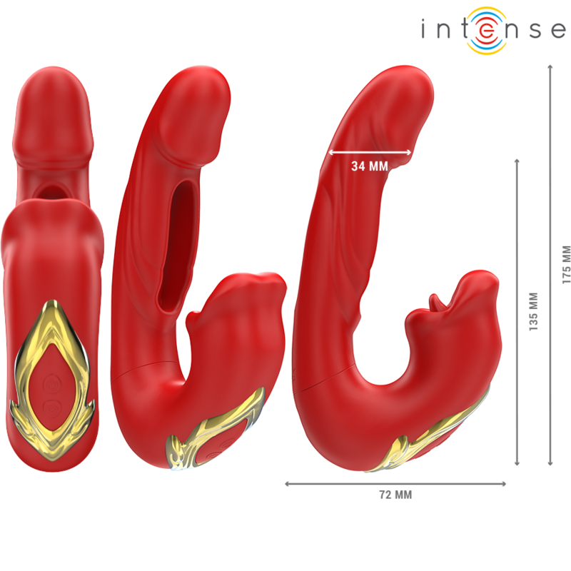INTENSE - NATHY DOUBLE VIBRATOR WITH MULTIFUNCTIONAL MOUTH Stimulating RED